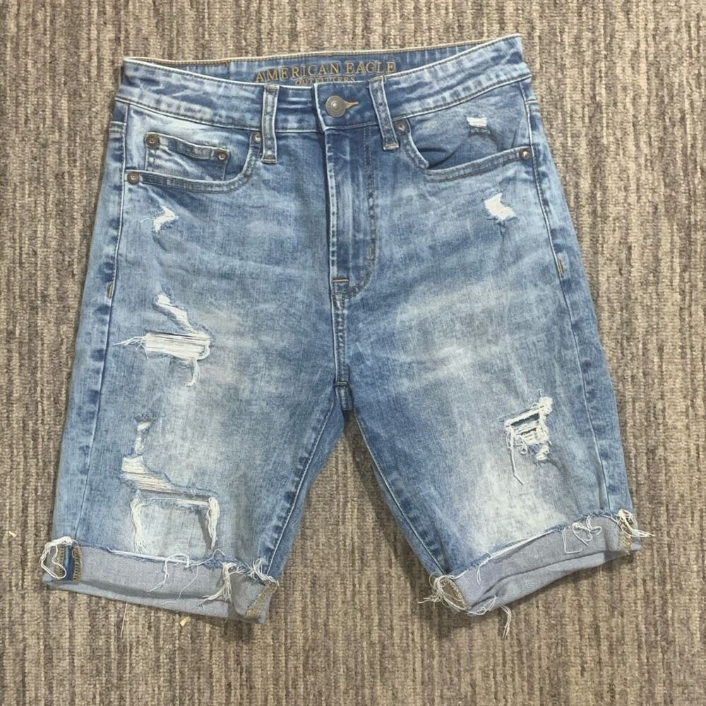 American Eagle Shorts Womens 28 Extreme‎ Flex Distressed Cuffed Hems Acid Wash